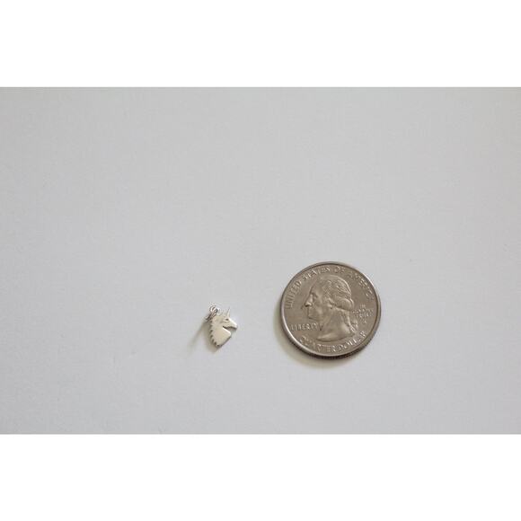 Sterling Silver Unicorn Charm - Flat Unicorn Head Charm - Picture 3 of 4